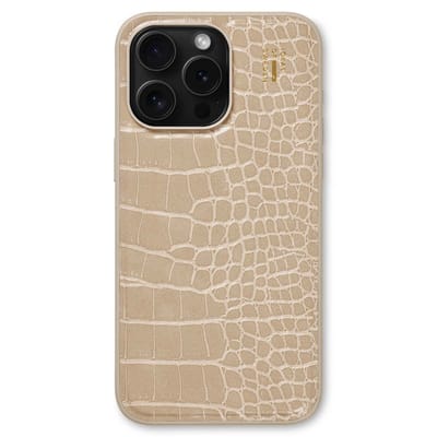 iDeal of Sweden Vegan Leather Backcover geschikt voor Apple iPhone 15 Pro Max - Warm Beige Croco