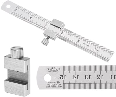 Dubbelzijdige RVS Haak met Meetlat van 15 cm, Meetfunctie in Inches en Centimeters voor Technologie, Onderwijs en Kantoorgebruik