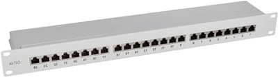 Patchpaneel Netwerk - RJ45 Verdeelveld - Kast Inbouw - Volledig Afgeschermd - 19 Inch 1U - Lichtgrijs