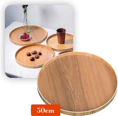MIRO® Houten Dienblad Rond - Decoratieve Dienbladen - Serveerblad - Sierblad - 30CM - Bruin
