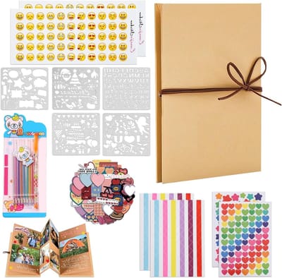 Fotoalbum Luxe Hardback - DIY Scrapbook - 250 GSM Kraftpapier - Inclusief Stickers - Metalen Markers - Perfect voor Herinneringen