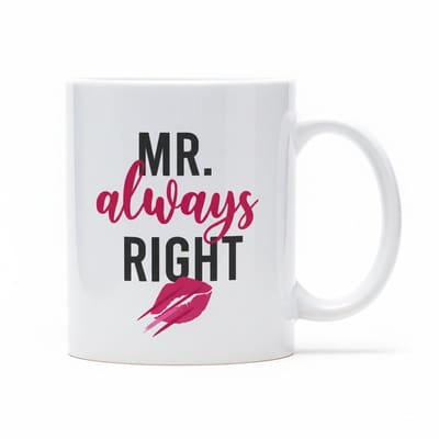 Mr. Always Right Mok – Grappig Romantisch Cadeau – Perfect voor Man of Vriend Koffiemok 330 ml
