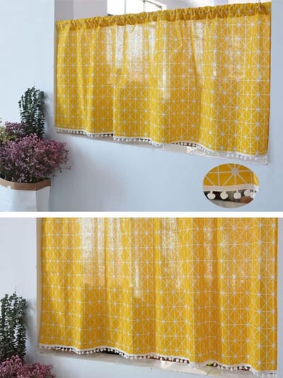 Ondoorzichtige Bistrogordijnen Geometrisch Patroon - Korte Gordijnen voor Keuken of Badkamer