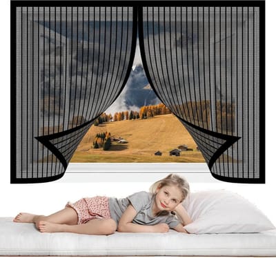 Muggenhor Voor Raam - Insectengaas Raam - Insecten Buiten Houden - Magnetische Sluiting - 105 x 63 cm - Zwart