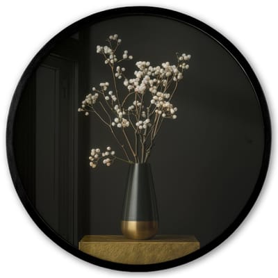 Poster in lijst Rond - Fotolijst 40x40 cm - Posters - Bloembollen - Wit - Vaas - Minimalistisch - Ronde posterlijst zwart - Decoratie - Wanddecoratie woonkamer - Muurdecoratie slaapkamer