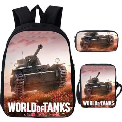 3 stuks Set Spel Anime War Thunder Schooltassen Vecht Tanka Print Rugzakken voor School Tiener Meisjes Jongens World of Tanks Rugzak