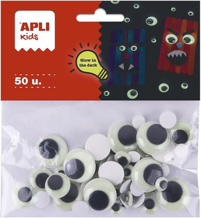 APLI Kids knutsel ogen glow in the dark - 50 stuks creatief speelgoed.