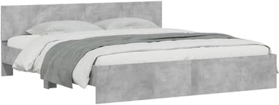 Bedframe met hoofdeinde - Tweepersoonsbed - Slaapkamer meubels - Stabiel ontwerp - 180 x 200 cm - Betongrijs