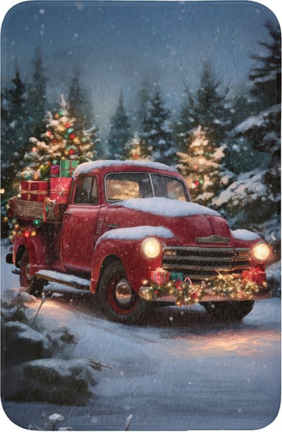 WC mat 40x60 cm - Antislip - Kersttruck - Sneeuwbos - Rood - Toiletmat - Vloermat - Douchemat - Toilet tapijt - Toiletmatten