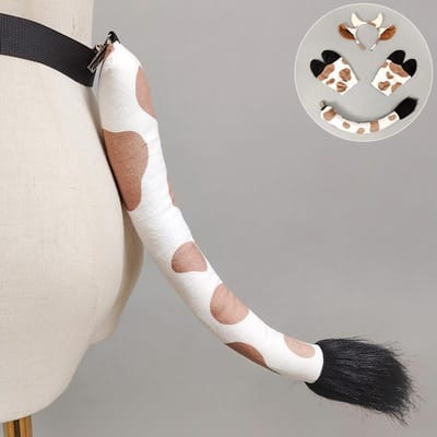 Pluche Koeienoren Hoofdband Vurig Staart Koeienhoef Poot Handschoenen Dierlijk Fursuit Kostuum Accessoires Maskerade Feest Cosplay Props One Size