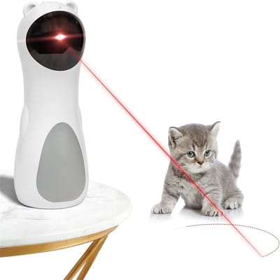 Ynkkvre -Interactief Katte-Speelgoed - Automatische Laser Met Roterende Beweging - Stille Werking En 5 Speelmodi - 1 - Voor Binnenkatten En Kittens Wit