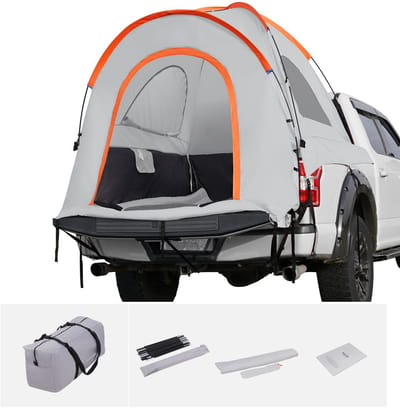 Truckbedtent, 5,5'-6' Pick-Uptrucktent met Regenhoes en Draagtas, Waterdichte Pu2000mm Dubbellaagse Tent voor Kamperen, Slaapplaatsen voor 2-3 Personen, Buitenactiviteiten