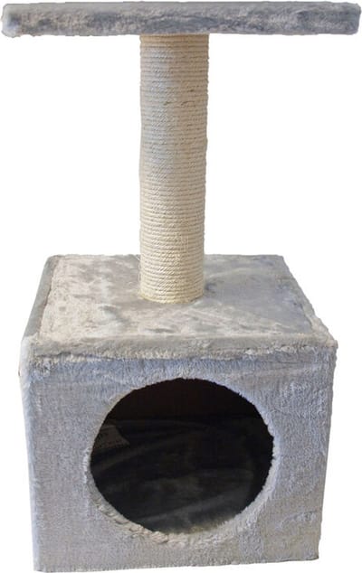 Gebr. De Boon - Kattenmeubel - Krabpaal met huisje - Diabolo Grijs - 57 CM