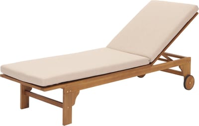 Ligstoel MCW-N48, ligstoel tuin, massief hout acacia MVG-gecertificeerd ~ kussens crème-beige