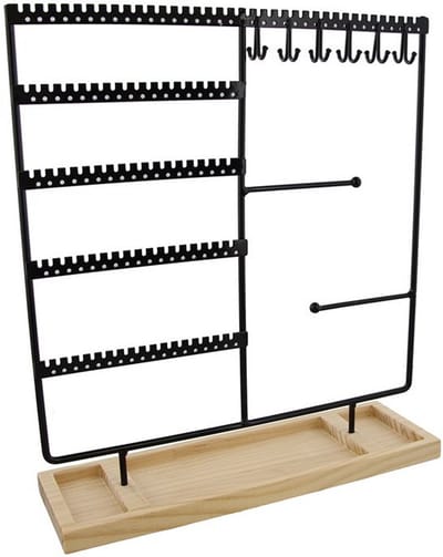 Knaak Sieradenhouder - Sieradenrekje van Hout & Metaal - 35x30x9,5 cm - Zwart - Organizer Display