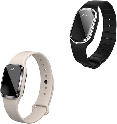 Ultrasone elektronische armband tegen muggen - USB oplaadbaar - draagbaar voor wandelen en kamperen - zwart/beige (zonder tijdsweergave)