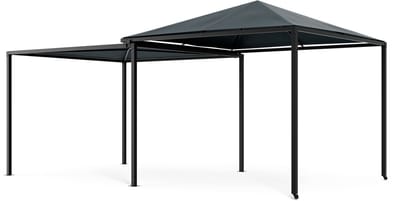 Blumfeldt ShadeMax Paviljoen 3x3 - Uitbreidbaar 3x6, Roestvrij metalen frame, UV30+ PA polyester dak, Weerbestendig, Donkergrijs