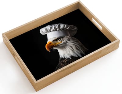 Dienblad hout 40x30 cm - Schootdienblad - Arend -Amerika - Koksmuts - Vogel - Stoer - Borrelplank rechthoek - Plateau dienbladen