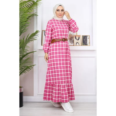 Met ruches Hijab Jurk Roze