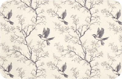 Badmat 60x40 cm - Antislip - Takken - Vogels - Beige - Badmatten voor badkamer - Badkamermat - Douchemat - Badkamer mat