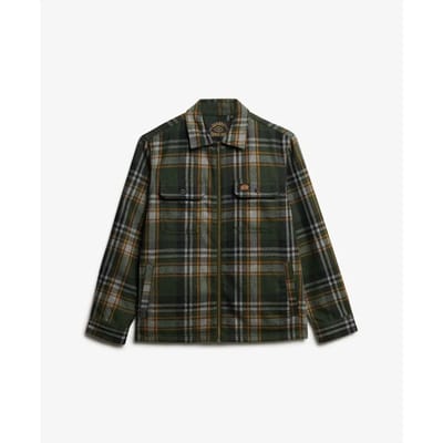 Superdry Overshirt Miller Wool Blend Ruit Groen - Maat L - Heren