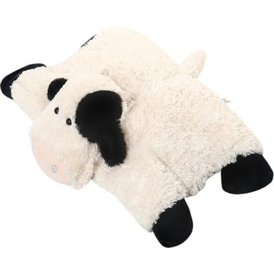 Couverture Peluche Vache Moelleuse 40cm Jouets Vache Peluche Longue Tapis de Sol Veau Allongé Coussin de Sol Siège Fauteuil Canapé Cadeau pour Enfants Naissance about 40-43cm white