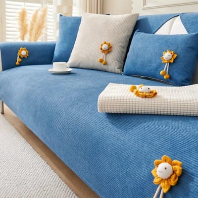 Corn Velvet Sofa Cover Dikke Antislip Bankkussen Universele Zonnebloem Poppenhanger Bankhoes Zachte Bankmat 70x70cm 1pcs