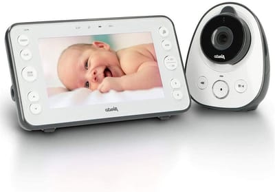 Babyfoon met Camera - Babycamera Monitor - Baby in de gaten - 5-inch Kleurenscherm - 300m Bereik Buiten - Wit Grijs