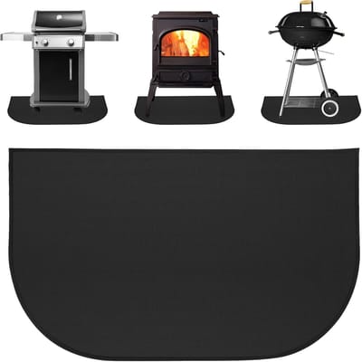 QTTVBTNA - Vuurvaste Mat voor de Haard - BBQ grills mat - Vloerbeschermingsmat - Brandwerende Mat van Siliconen Glasvezel - 50x80 cm - Zwart - Geschikt voor Binnen en Buiten - 1 stuk
