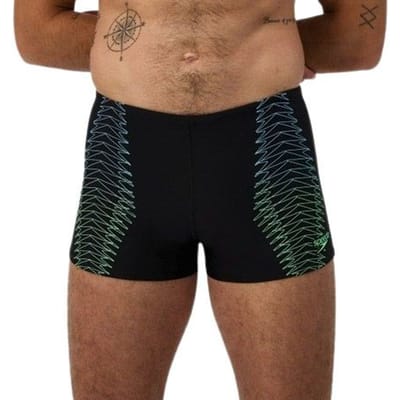 Speedo Duo Logo Print Aquashort Heren Sportzwembroek - Zwart/Groen