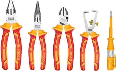 Tangenset Geïsoleerd - Handgereedschap Set - Veilig Klussen - 1000V Bescherming - 5 Delig - Rood Geel