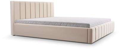 Bed 01 - Gestoffeerd bed met Fluweel Beklede Tweepersoonsbed - 160x200 cm - Elegant en Comfortabel - Beige (TRINITY 2)
