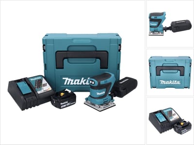 Makita DBO 482 RF1J accu-excentrische schuurmachine 18 V 112 x 102 mm + 1x accu 3,0 Ah + oplader + Makpac