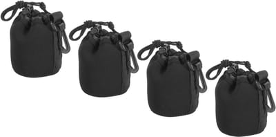Camera Lens Bag met Trekkoord, Dikke Neopreen Bescherming, Geschikt voor DSLR en Lenzen, Zwart, Modern en Duurzaam