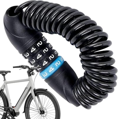 Fietsslot - Combinatieslot - Veilige Fietstocht - 4-Cijferige Code - 122 cm Uitrekbaar - Zwart
