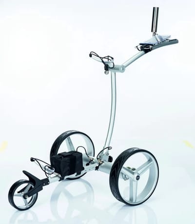 Lichtgewicht ALUMINIUM Elektrische golftrolley GT-AR MET afstandsbediening en inclusief 12 accessoires (VOUWBAAR)