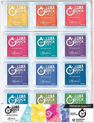 SET OF 12 IZINK QUICK DRY M INKPADS - BRIGHT