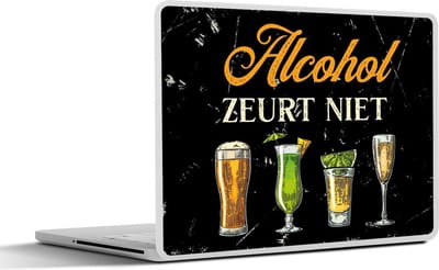 Laptop sticker - 15.6 inch - Alcohol - Glazen - Tekst - 36x27,5cm - Laptopstickers - Laptop skin - Cover - Cadeau voor vrouw - Cadeau voor man