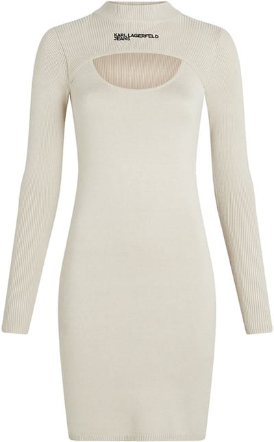 Karl Lagerfeld Jeans A4w13010 Lang Mouw Jurk Beige XS Vrouw