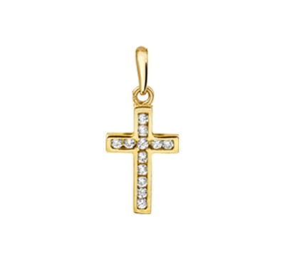 14k Geelgouden Hanger kruis en zirkonia - 4018485