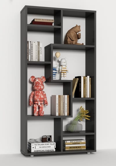 Houten vrijstaande boekenplank Medialijst Opbergruimte Ruimteverdeler Decoratieve plank Lanisa M