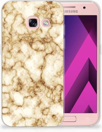 Back Cover voor Samsung Galaxy A3 2017 TPU Siliconen Hoesje Marmer Goud
