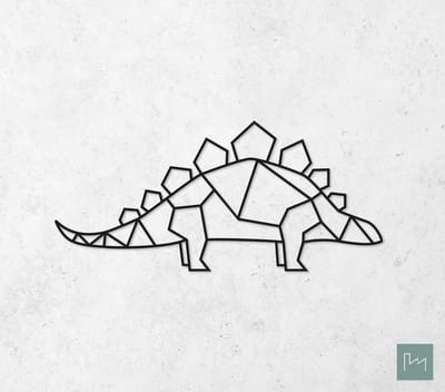 Laserfabrique Wanddecoratie - Geometrische Dino - Medium - Zwart - Geometrische dieren en vormen - Houten dieren - Muurdecoratie - Line art - Wall art