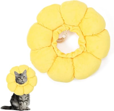 Zachte Aanpasbare Halsband voor Katten - Bescherming tegen Likken en Krassen, Geel, L
