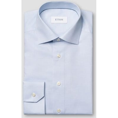 Eton Overhemd Semi-Solid Color Organic Cotton Signature Oxford Licht Blauw / male