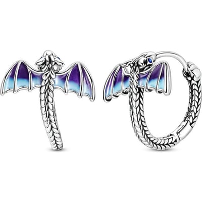 Boucles d'Oreilles Créoles en Argent 925 Boucles d'Oreilles Dragon de Feu Pour Femmes Beaux Cadeaux de Bijoux d'Anniversaire white