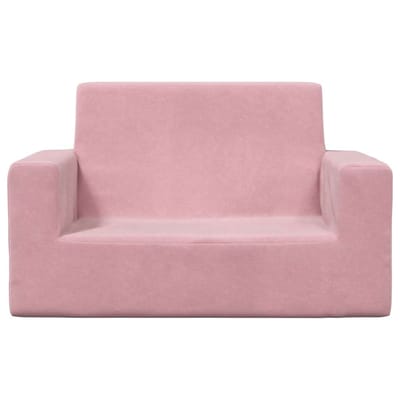 vidaXL - Kinderbank - 2-zits - zacht - pluche - roze