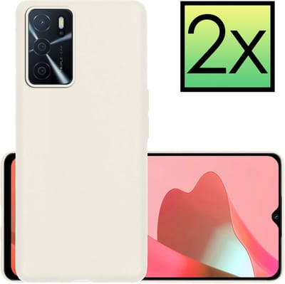 Hoesje - 2 Stuks - Geschikt voor OPPO A16 - Sterk & Shockproof - Case Siliconen - Back Cover - Telefoon Hoes - Wit
