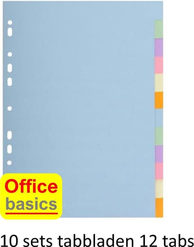 10 x Office Basics Tabbladen - 12 tabs - karton - beschrijfbaar