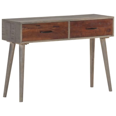 vidaXL - Wandtafel - 110x35x75 - cm - massief - ruw - mangohout - grijs